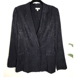 Ladaire Blazer Navy Blue Shimmer Animal Print XS Corporate Womens Clothing Work